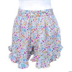 Ruffle Shorts TopShop Size 4 White Multi Rainbow Girly Flirty Ditzy Floral